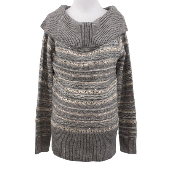White House Black Market Sweaters - White House Black‎ Market Striped Off-The Shoulder Sweater Womens Large Pullover